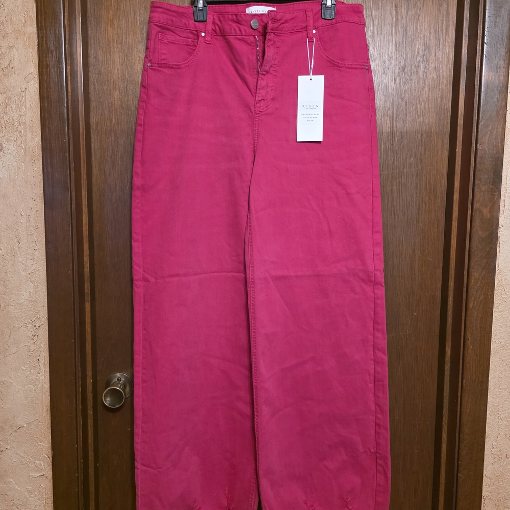 Vibrant Pink Flare & Wide Leg Jeans